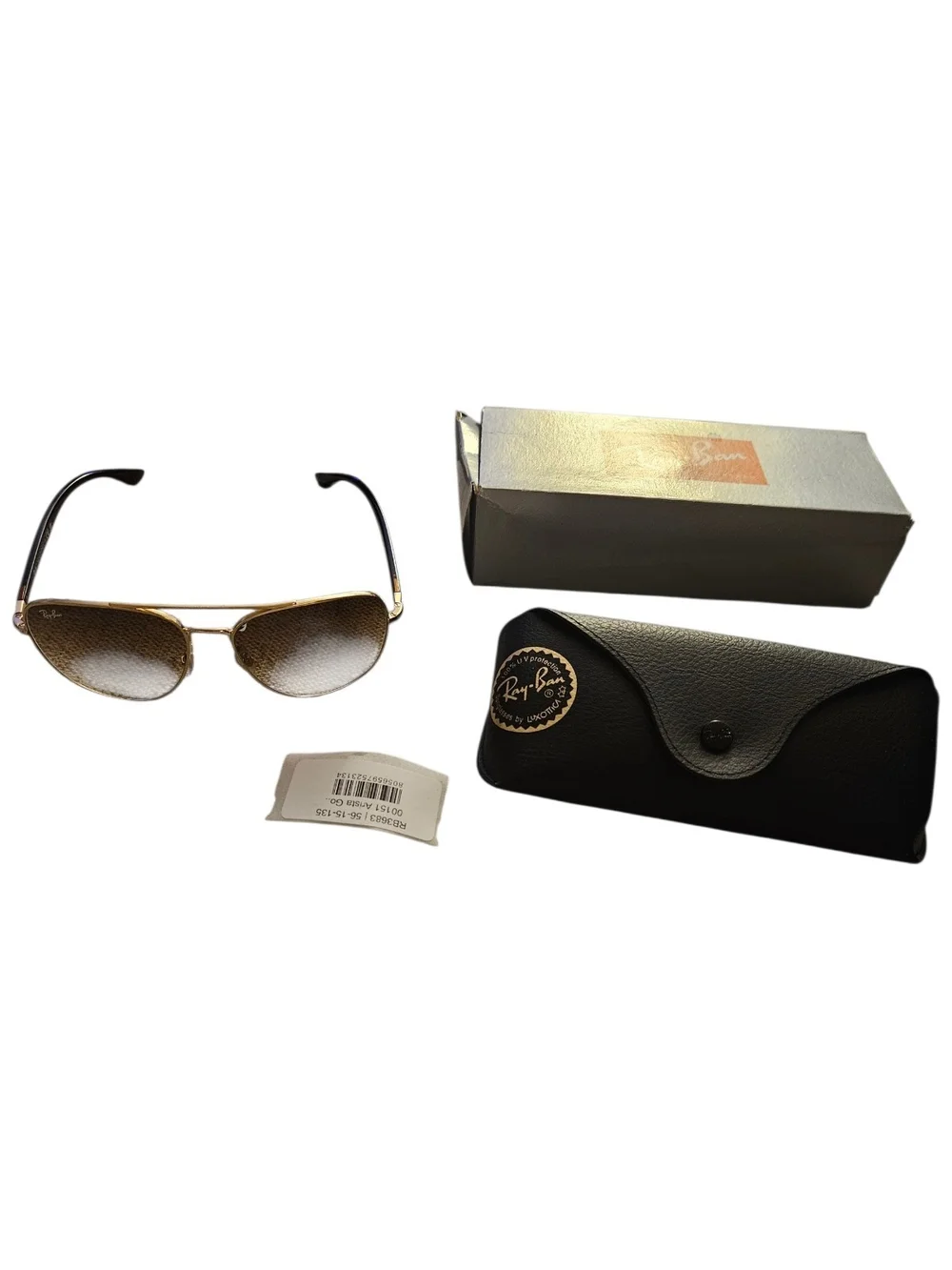 Ray-Ban 3683 in Polished Arista Gold Aviator Sunglasses - Unisex 56-15-135